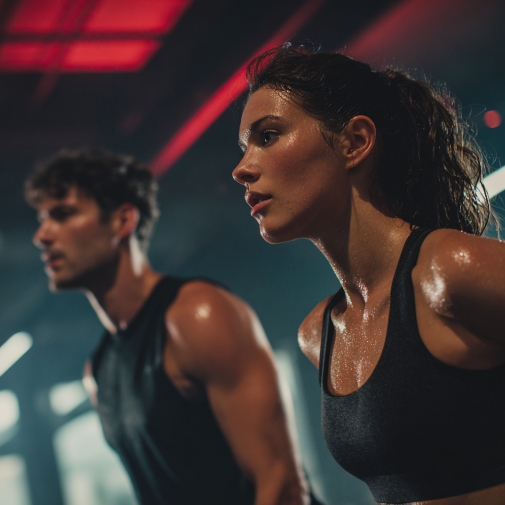 Hungarian office workers participating in fitness exercises designed for desk job professionals in a bright modern studio